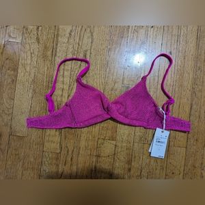 Good American Always Fits Sculpt Twist Bra Bikini Fuschia Pink Sz 0
